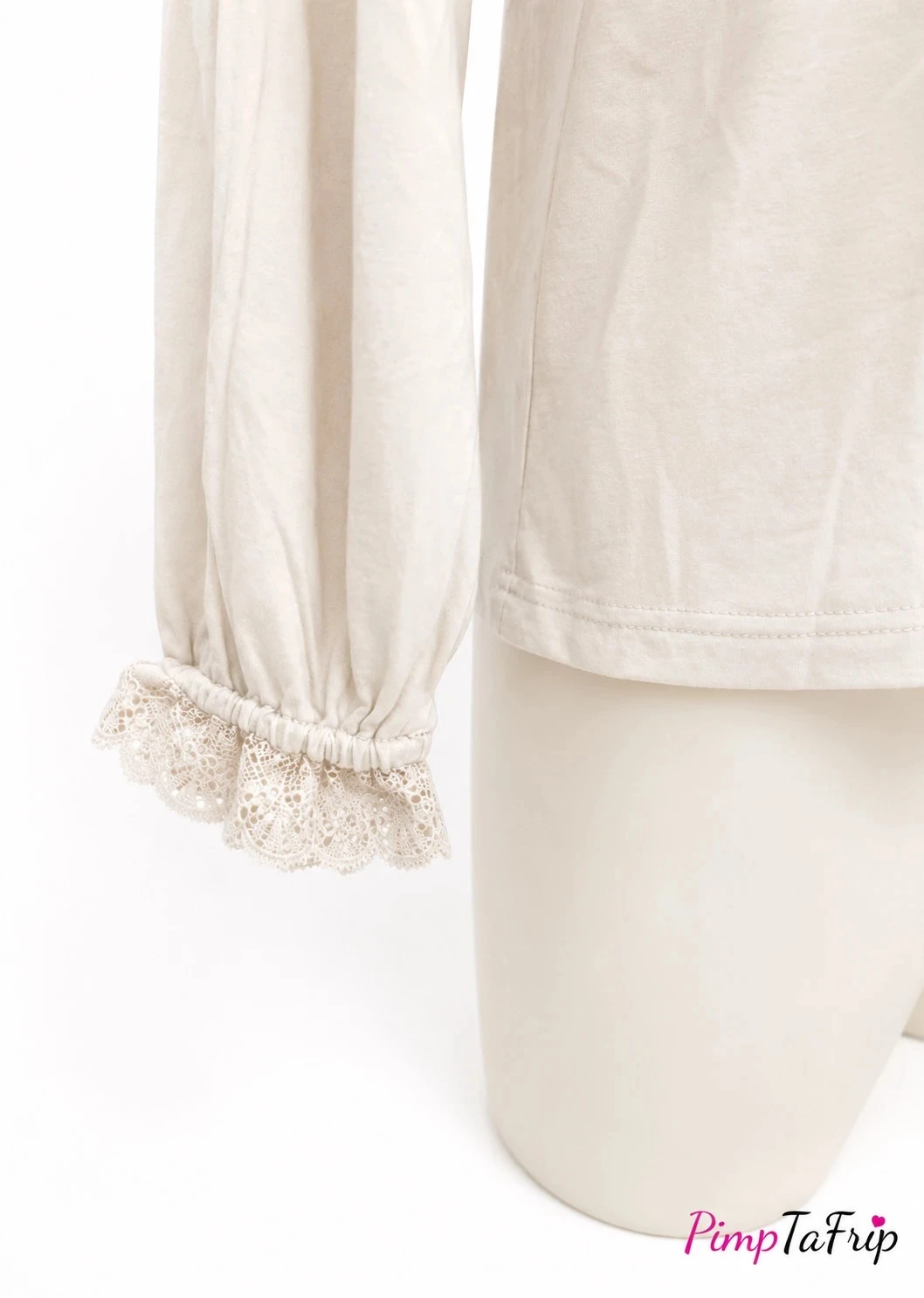 T-shirt de manga longa com detalhes em renda cru – Tamanho M – photo 2